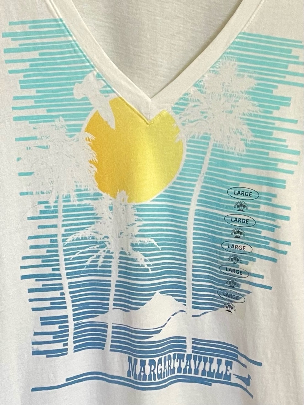 Margaritaville White Care-Label Cotton Tee, Women’s size L, 100% Cotton